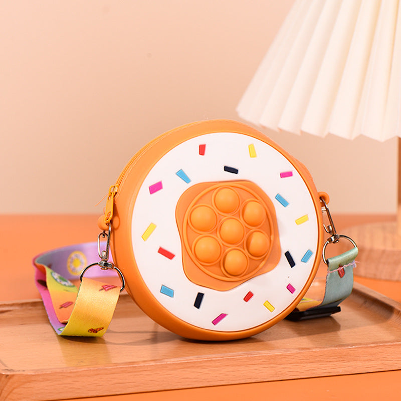Bolso de hombro para niños descomposición de donut de silicona al por mayor